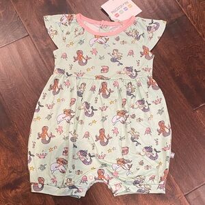 Macaron + Me Bamboo Mermaid Short Snap Romper 2T NWT